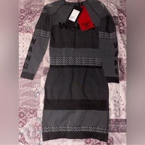 Alexander Wang Black and Gray High Low Dress